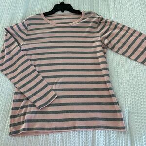 Gap Pink and Gray Striped Tee